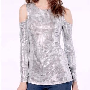 MICHAEL Michael Kors Silver Cold Shoulder Top
